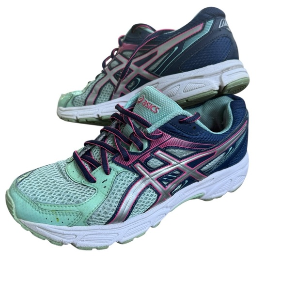 Asics Shoes - Donated to Philippines—-ASICS Green and Pink Athletic Shoes with Mesh Upper